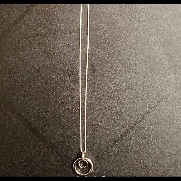 Vintage Double Hoop Sterling Silver Pendant Necklace - Picture 4 of 4